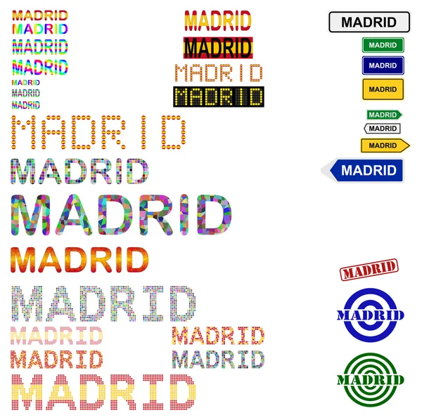 Madrid tekst ontwerpset — Stockvector