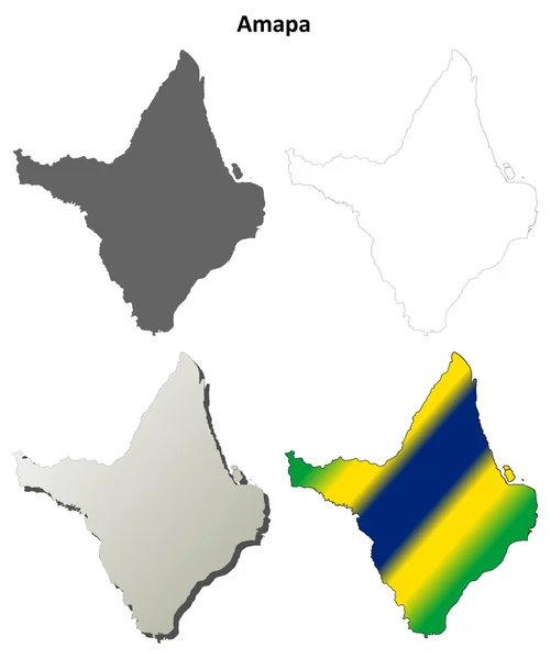 Amapa en blanco esquema mapa conjunto — Archivo Imágenes Vectoriales