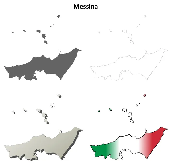 Messina serie di mappe dettagliate in bianco — Vettoriale Stock