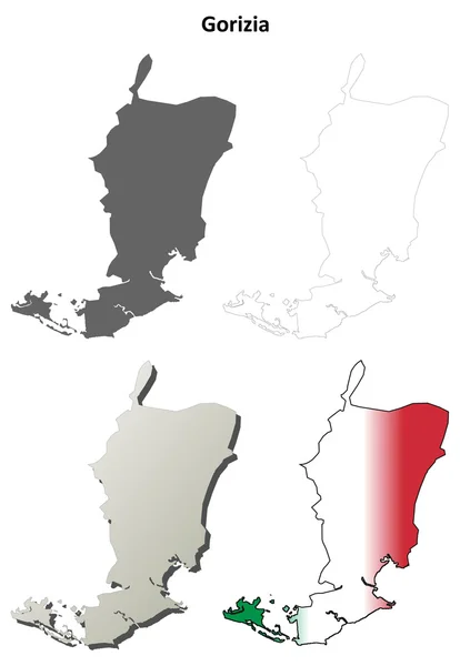 ゴリツィアの空白概要地図セット — ストックベクタ