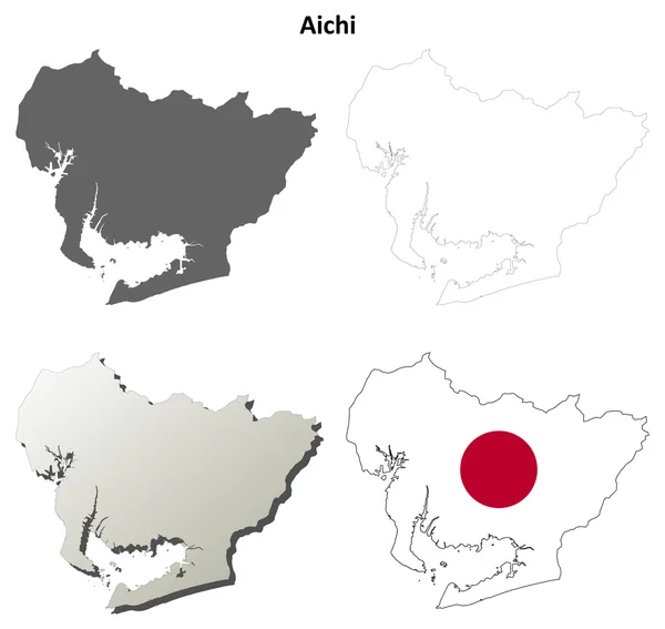 Set di mappe schematiche Aichi — Vettoriale Stock
