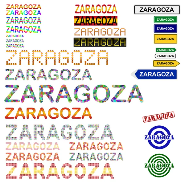 Zaragoza (Saragossa) metin tasarım kümesi — Stok Vektör