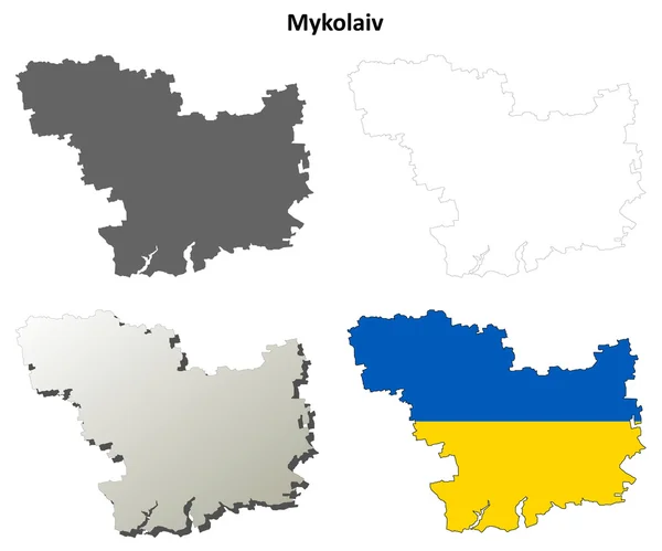 Mykolaiv esboço em branco mapa definido —  Vetores de Stock