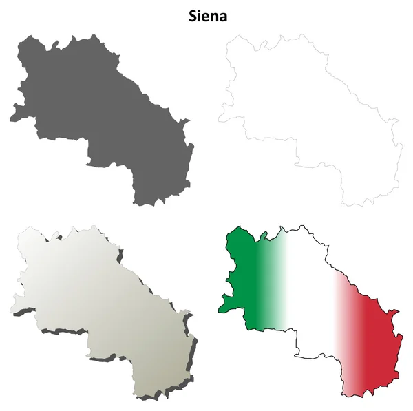 Siena prázdné podrobné osnovy mapa sada — Stockový vektor