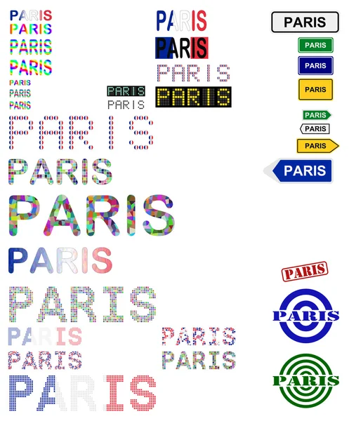 París texto diseño conjunto — Vector de stock
