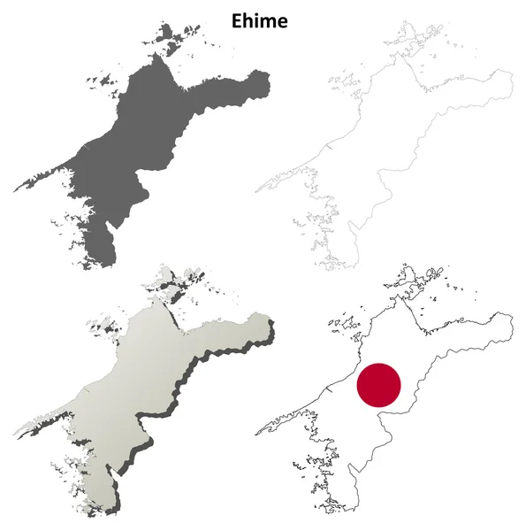Ehime χάρτη περίγραμμα κενό σύνολο — Διανυσματικό Αρχείο