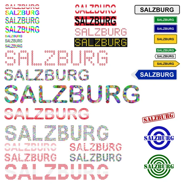 Salzbourg ensemble de conception de texte — Image vectorielle