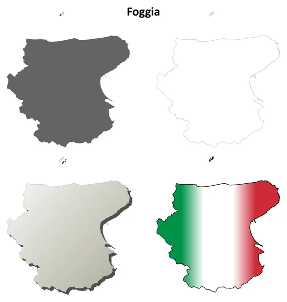 Foggia en blanco esquema detallado mapa conjunto — Archivo Imágenes Vectoriales