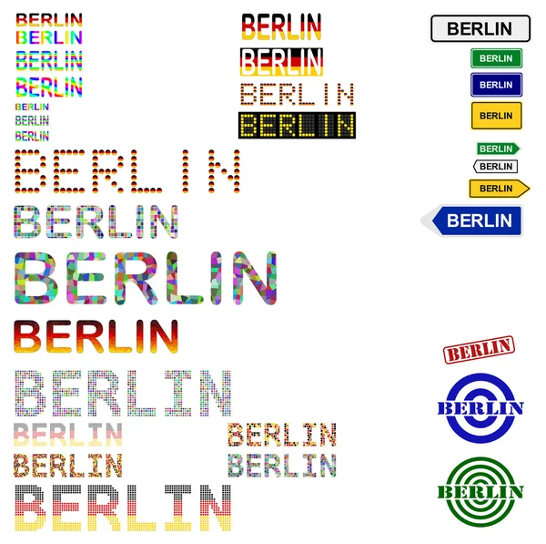 Ensemble de conception de texte Berlin — Image vectorielle