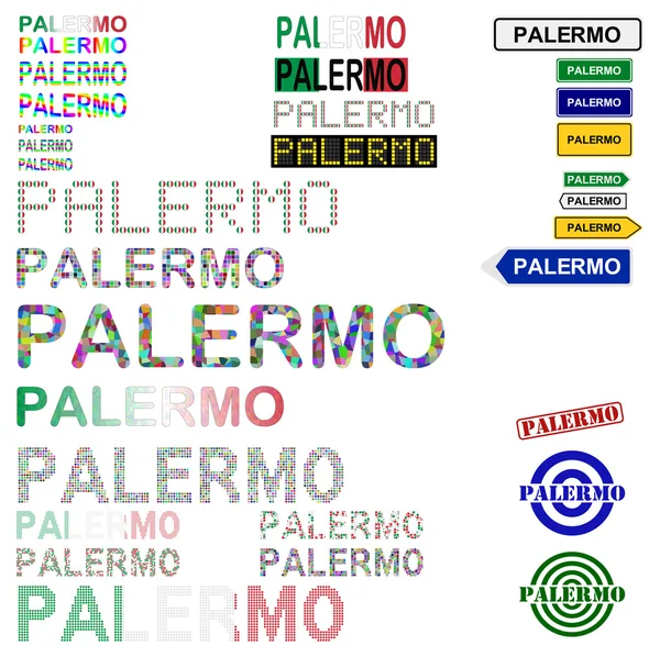 Palermo tekst ontwerpset — Stockvector