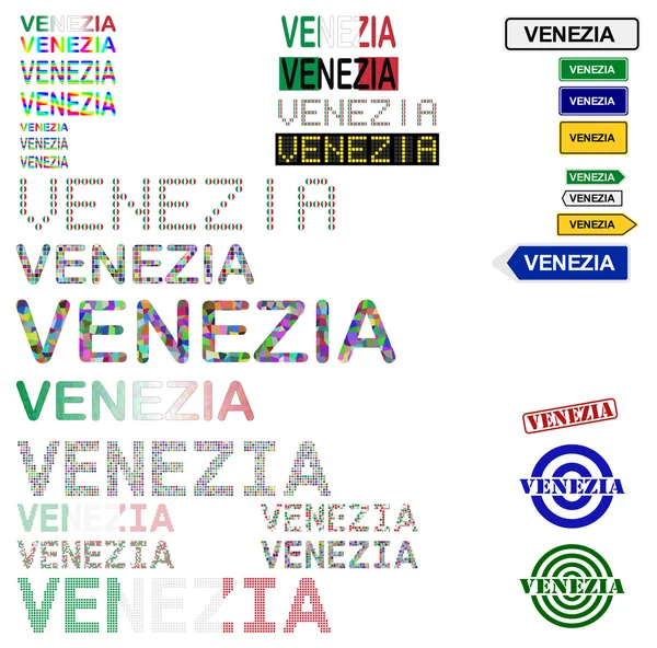 Venezia (Venedig) text designuppsättning — Stock vektor