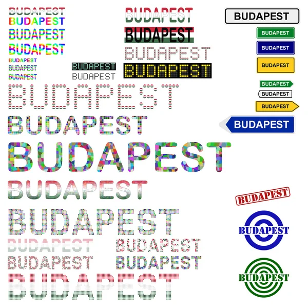 Budapest conjunto de diseño de texto — Vector de stock
