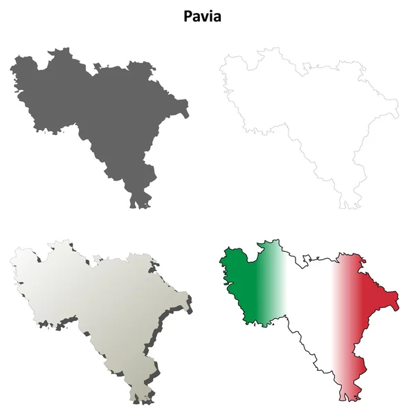 Pavia boş detaylı anahat harita seti — Stok Vektör