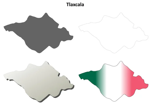 Tlaxcala jeu de carte de contour vierge — Image vectorielle