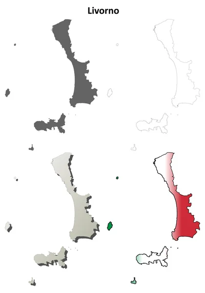 Livorno serie di mappe dettagliate in bianco — Vettoriale Stock