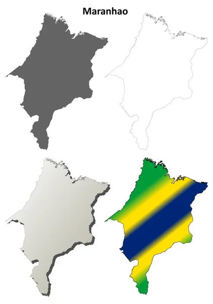 Maranhao en blanco esquema mapa conjunto — Archivo Imágenes Vectoriales