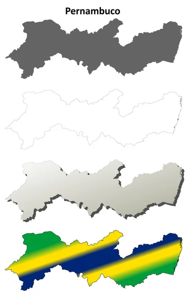 Pernambuco blank outline map set — Stock Vector