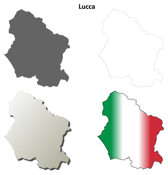 Lucca serie di mappe dettagliate in bianco — Vettoriale Stock