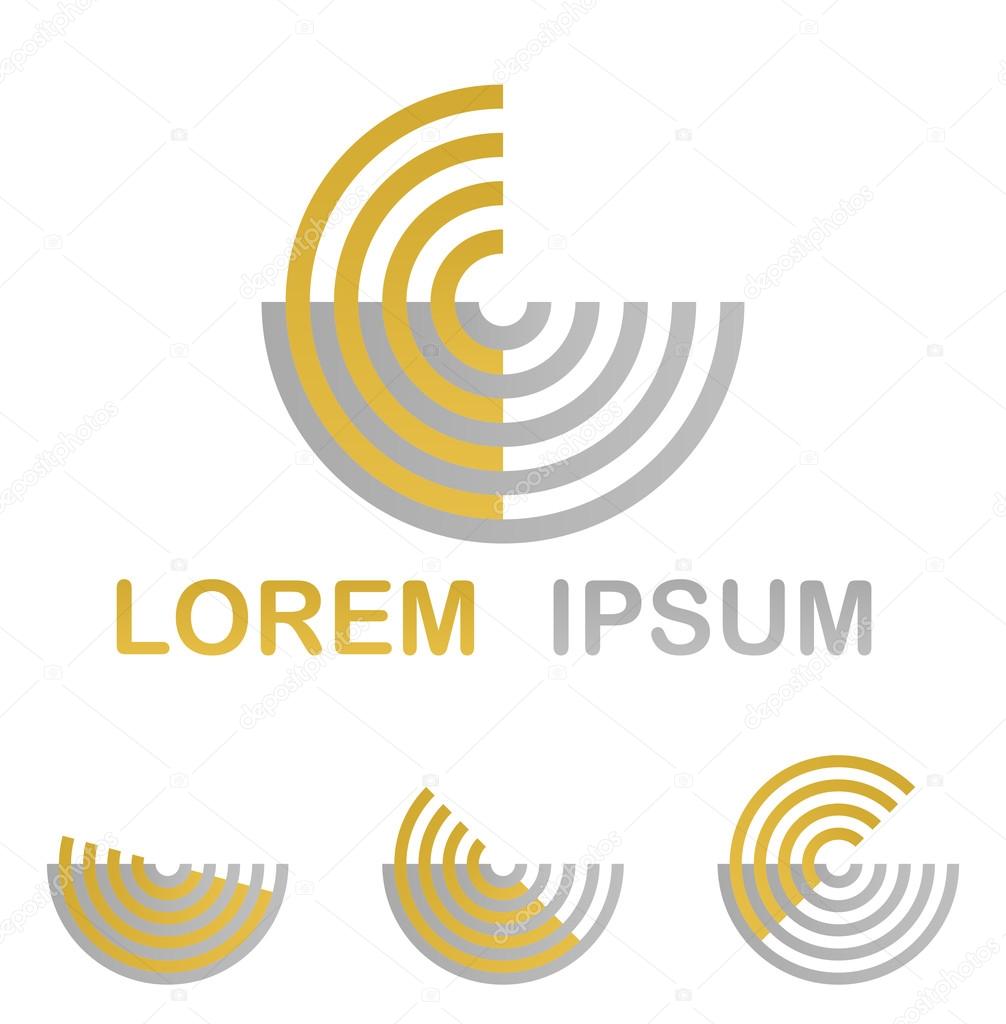 Golden technology symbol icon design set from half circles