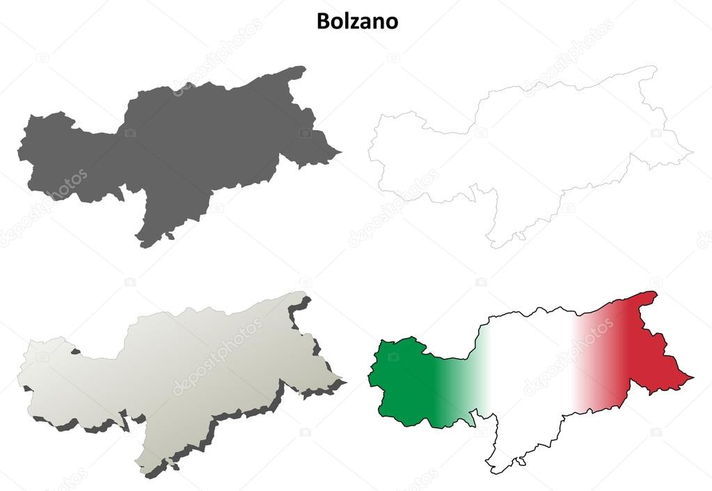 Bolzano (South Tyrol) blank detailed outline map set