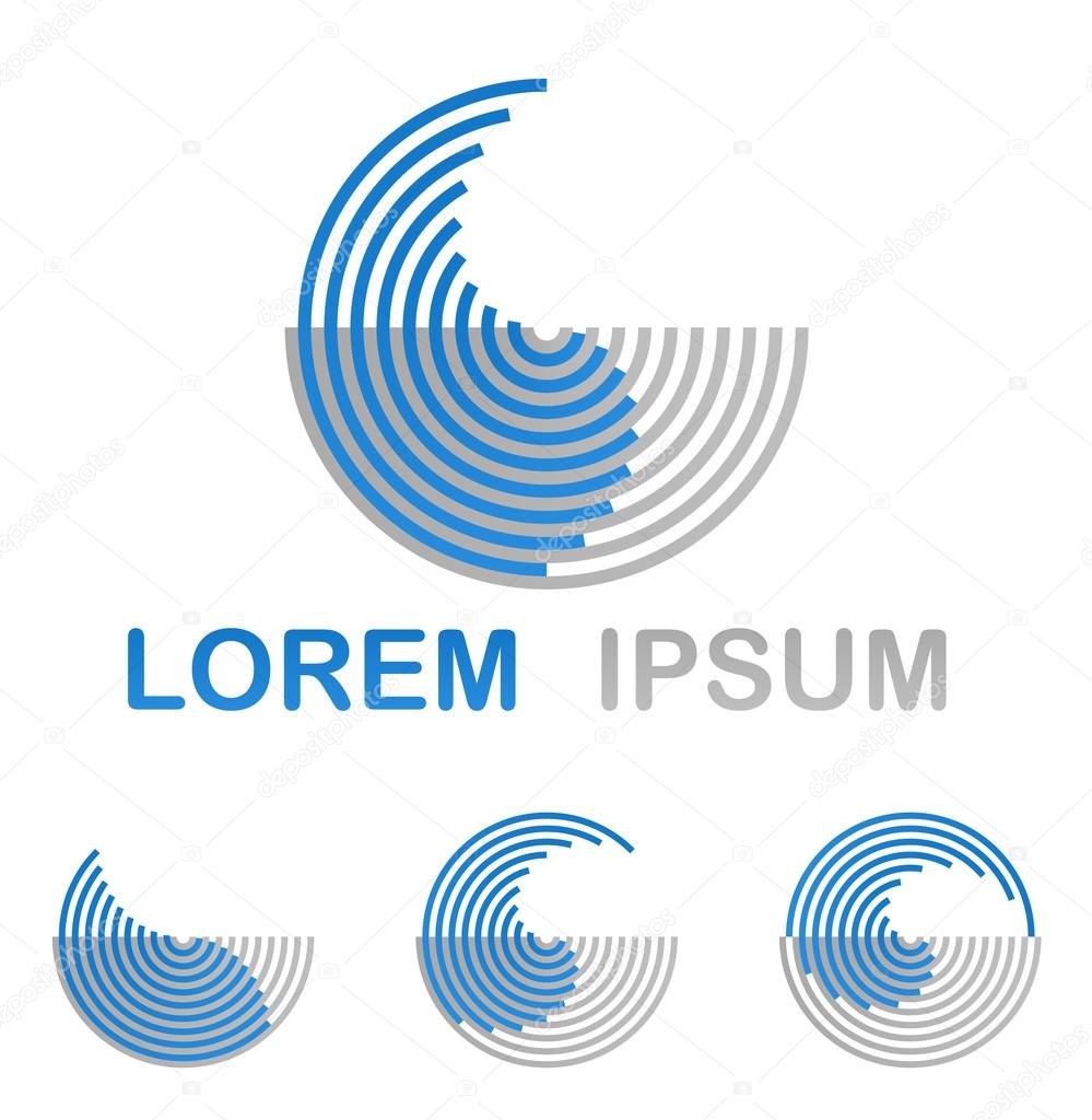 Blue round water technology logo design concept set