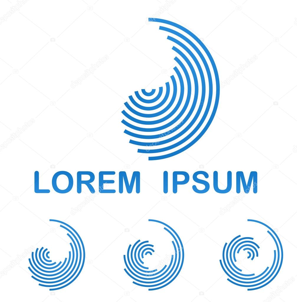 Blue round water technology logo design concept set