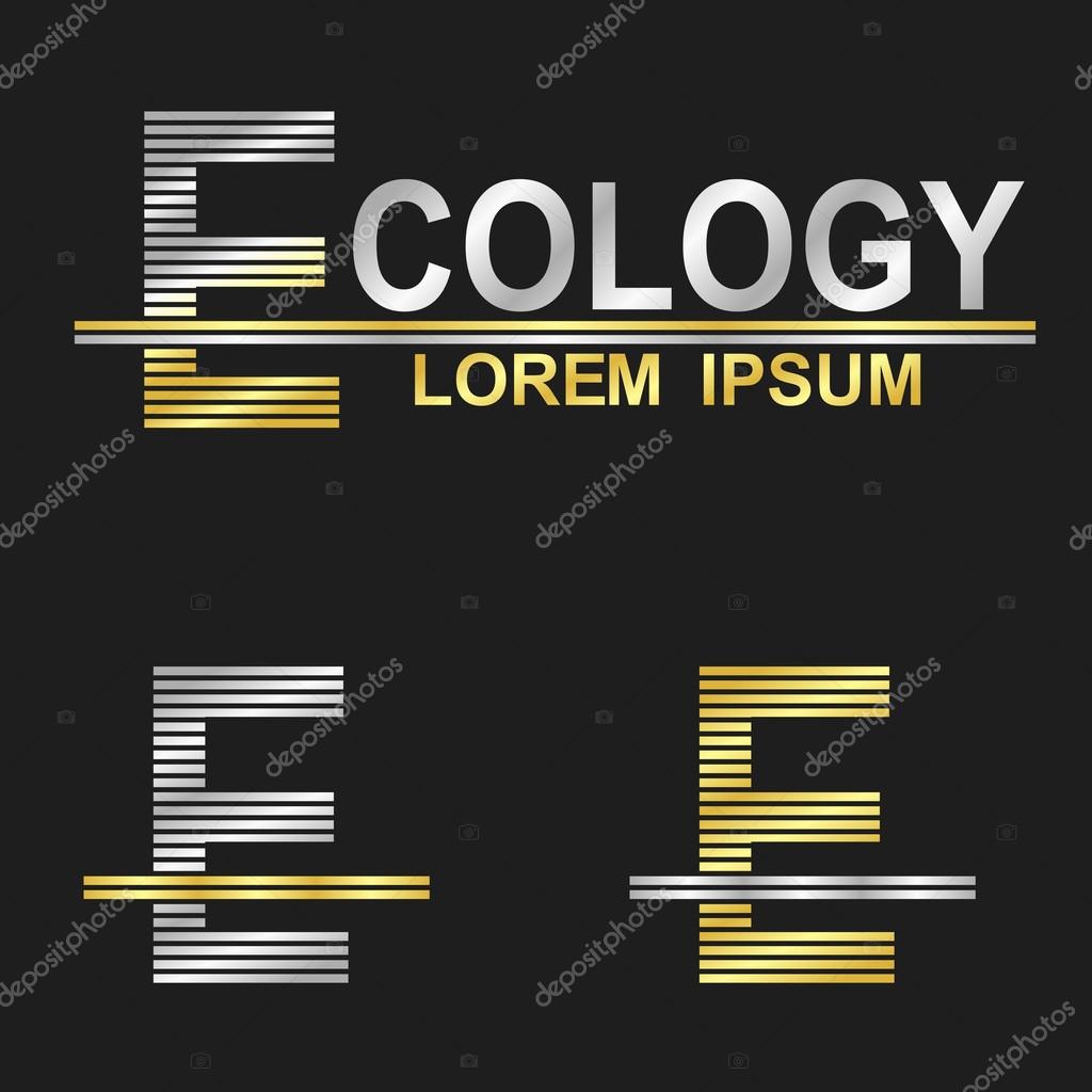 Metallic business symbol font design - letter E (ecology)