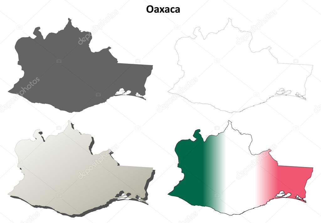 Oaxaca blank outline map set
