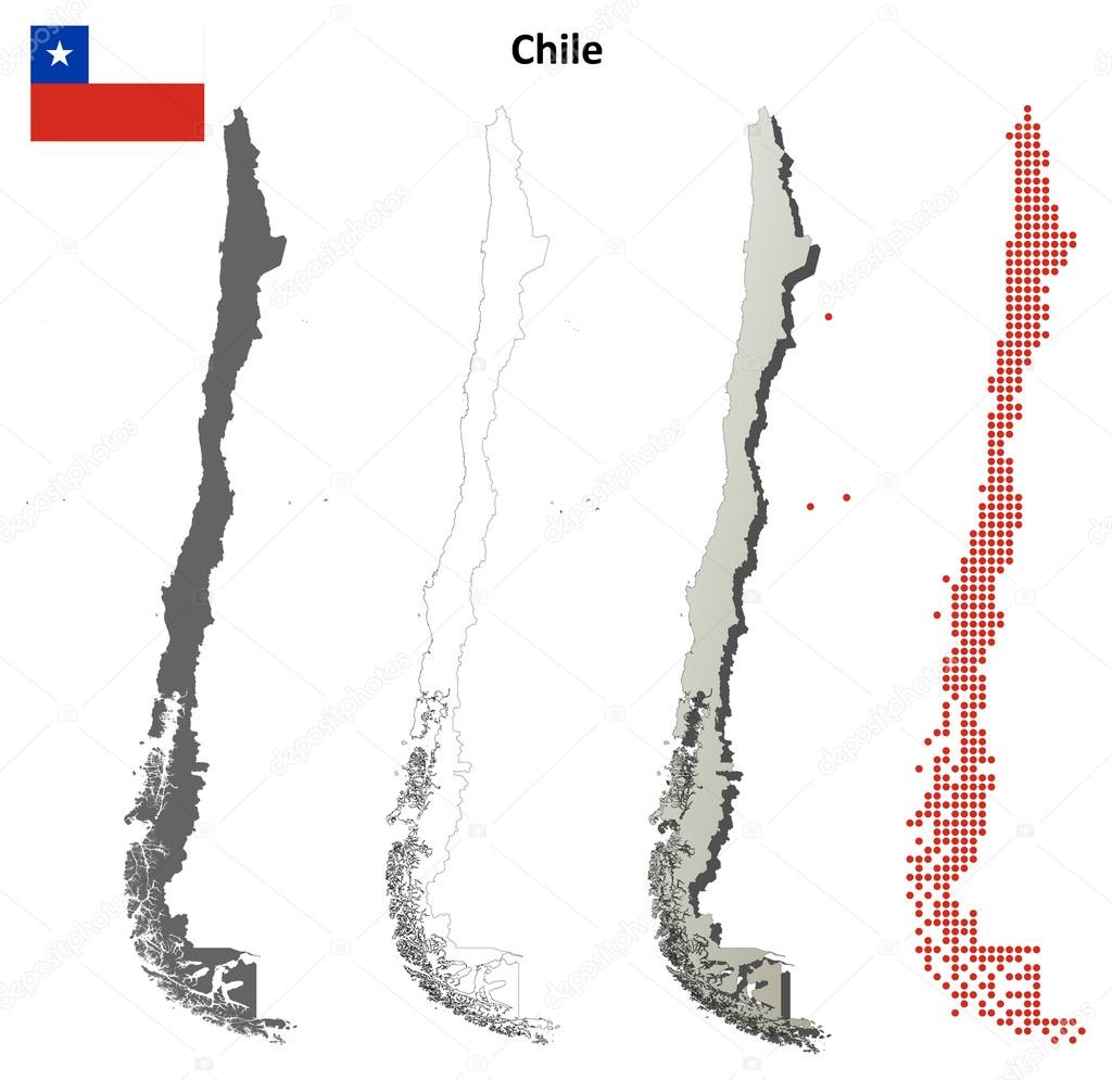 Chile blank detailed outline map set