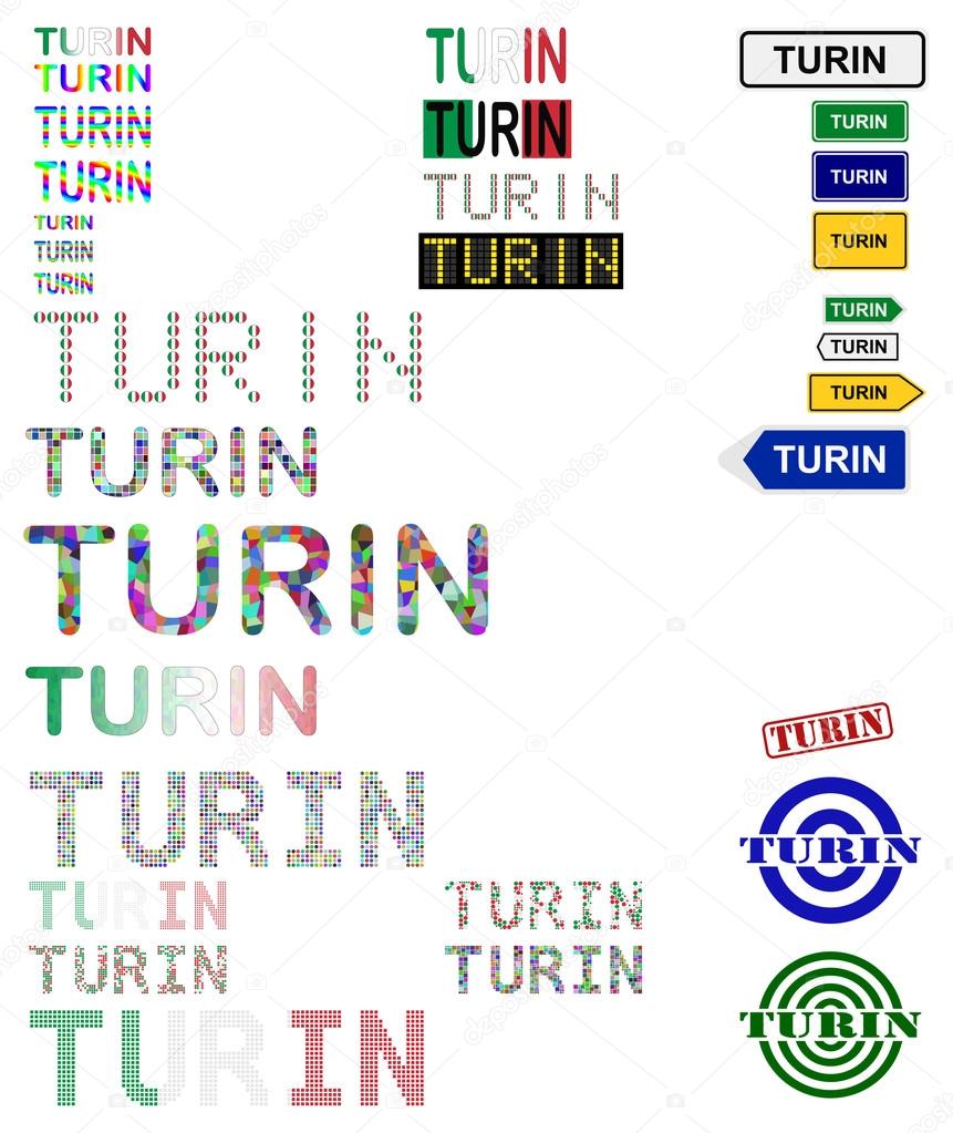 Turin (Torino) text design set