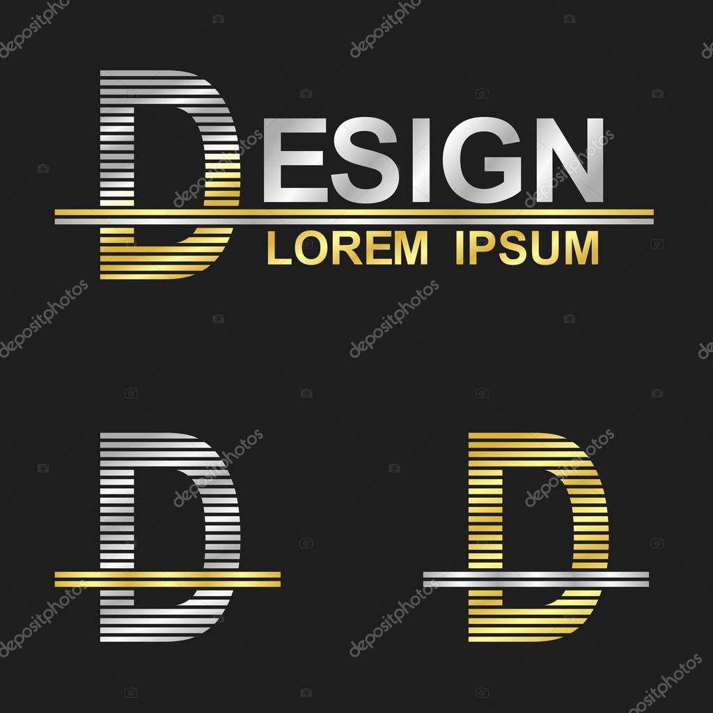 Metallic business symbol font design - letter D (design)