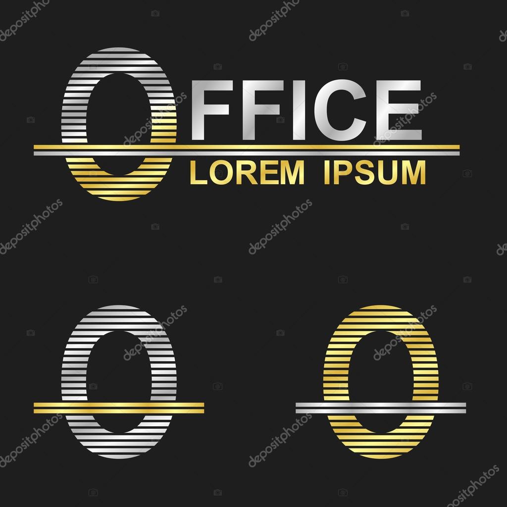Metallic business symbol font design - letter O (office)