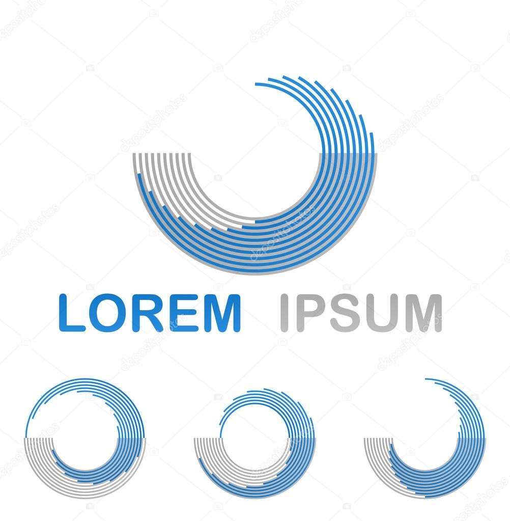 Blue water, spa, health and wellness symbol design set