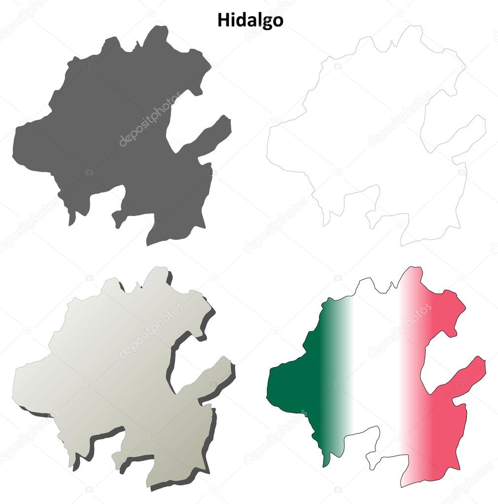 Hidalgo blank outline map set