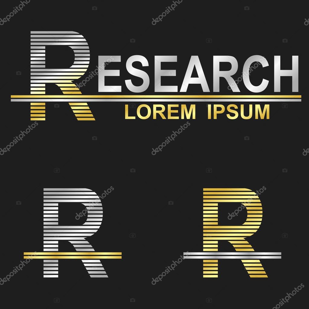 Metallic business logo font design - letter R (research)
