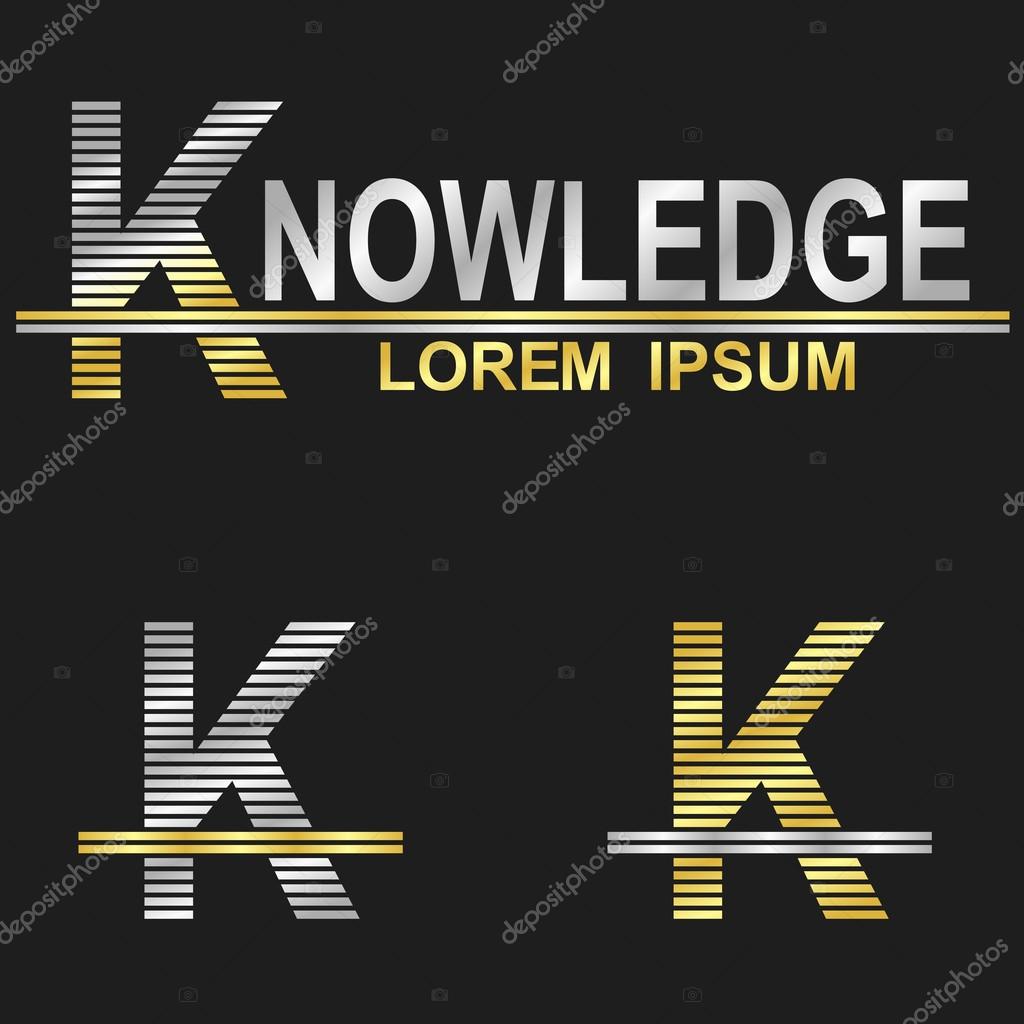 Metallic business font logo design - letter K (knowledge)