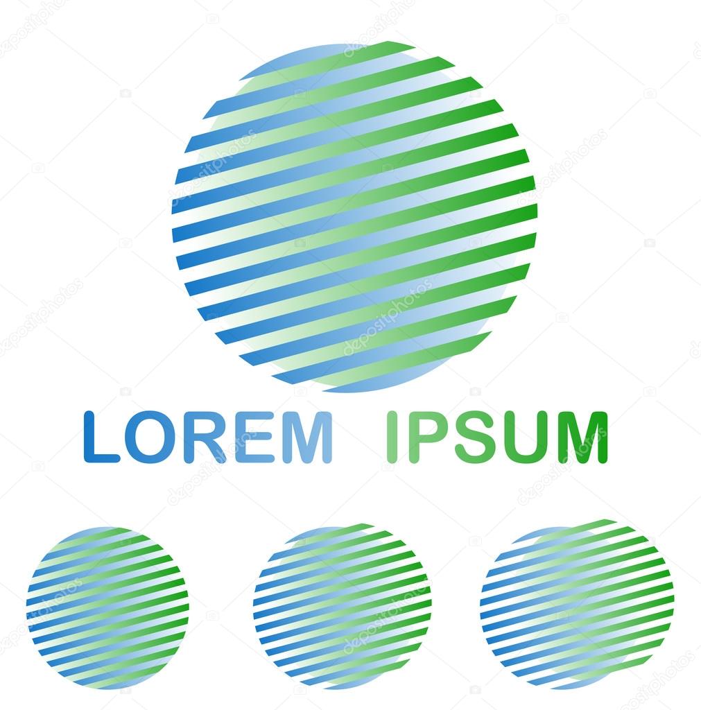 Green and blue striped round spa logo design set