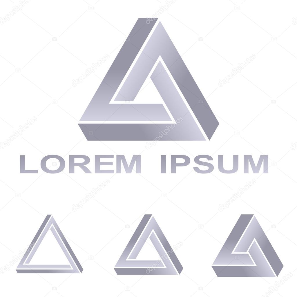 Silver Penrose triangle technology company symbol design set.Vector illustration
