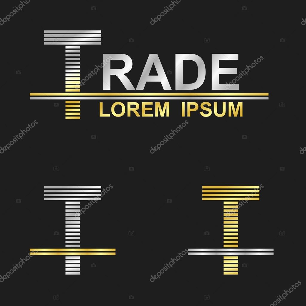 Metallic business symbol font design - letter T (trade)