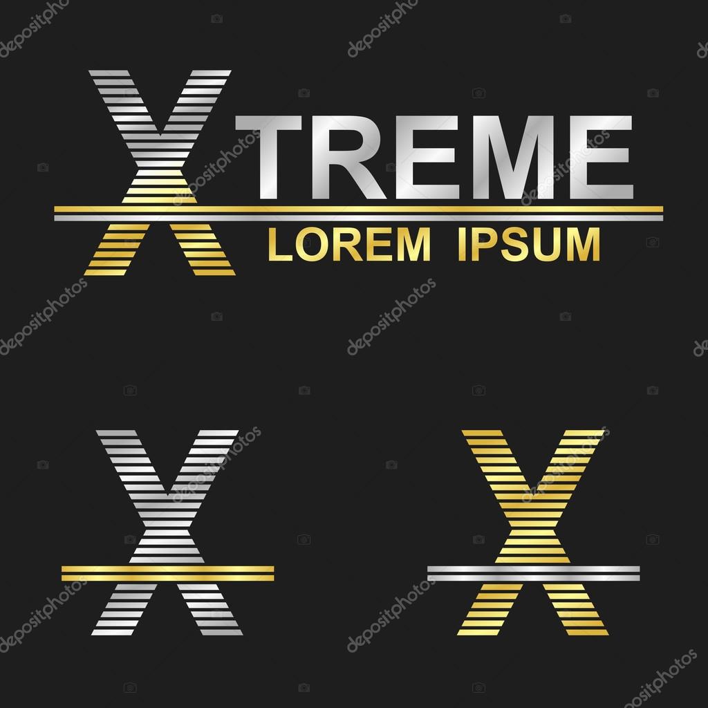 Metallic business symbol font design - letter X (extreme)