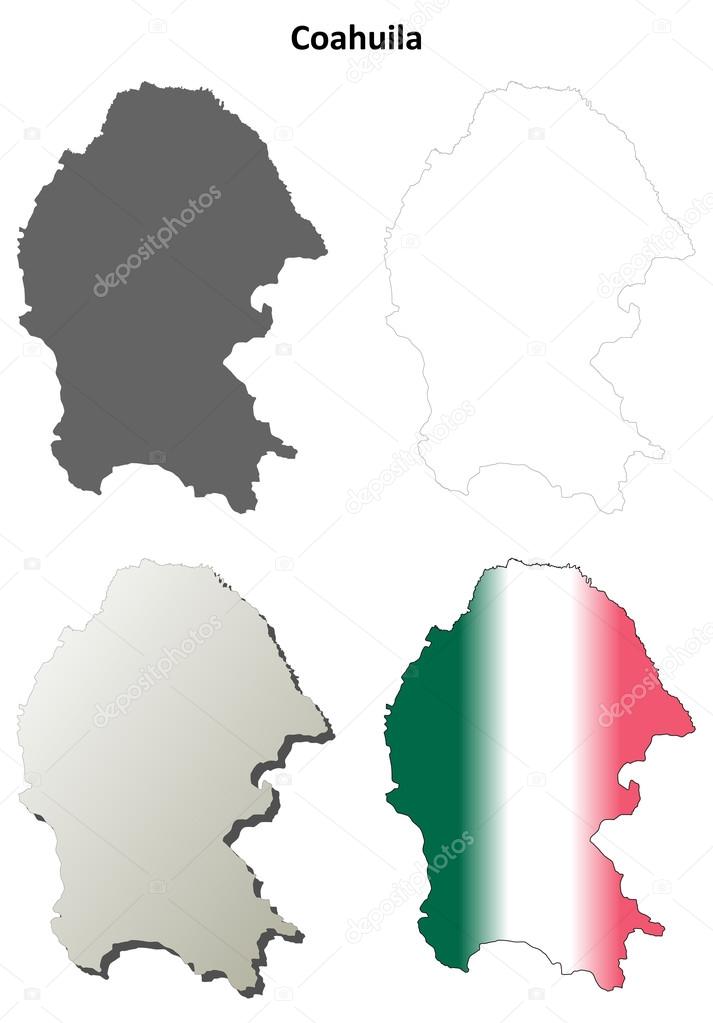 Coahuila blank outline map set