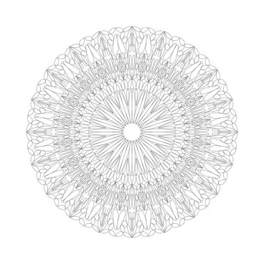 Soyut oryantal dairesel mandala desenli boyama kitabı sayfası
