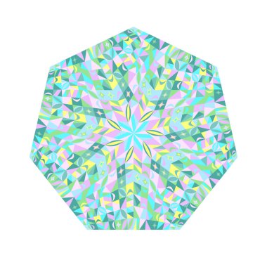 Isolated mosaic heptagon logo template - ornamental heptagonal geometrical colorful vector element from geometric shapes