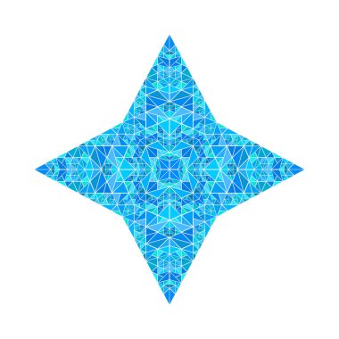 Soyut izole üçgen mozaik yıldız süslemesi çokgeni