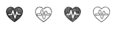 Skeç biçimi en düşük Kalp Nabız Çizgisi logo dizaynı seti
