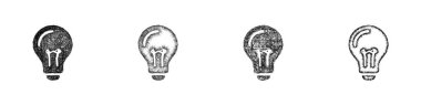 Skeç biçimi asgari ampul ikonu tasarımı seti