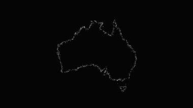 Taslak stili minimum Avustralya ana hatlı harita animasyonu - pürüzsüz ilerici gösterim '