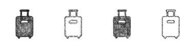 Skeç stili minimal bagaj ikonu tasarımı seti