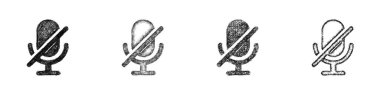 Çizim biçimi en düşük sessiz mikrofon simgesi tasarımı seti