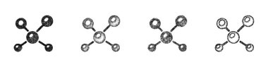 Skeç biçimi en az molekül simgesi tasarımı seti